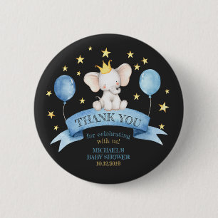zwart krijt olifant baby shower feest ronde button 5,7 cm