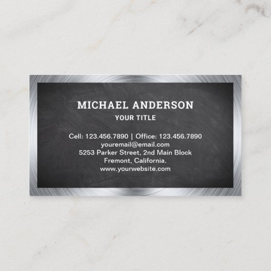 Zwart Krijtbord Beton Mixer Cement Truck Visitekaartje (Achterkant)