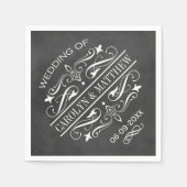  zwart krijtbord bloeien bruiloft monogram servet (Voorkant)