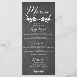 Zwart Krijtbord Bloemen Trouwmenu Kaart