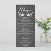 Zwart Krijtbord Bloemen Trouwmenu Kaart (Staand voorkant)