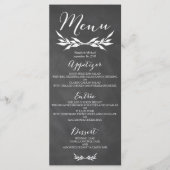 Zwart Krijtbord Bloemen Trouwmenu Kaart (Voorkant)