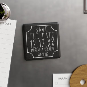 Zwart krijtbord bruiloft Bewaar de datum magneet