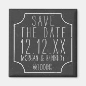 Zwart krijtbord bruiloft Bewaar de datum magneet (Voorkant)