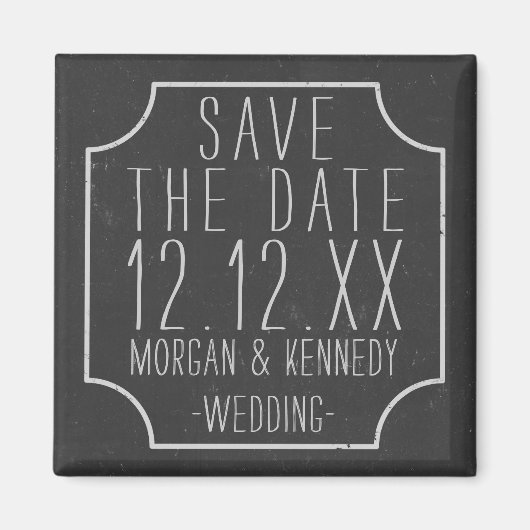Zwart krijtbord bruiloft Bewaar de datum magneet (Voorkant)