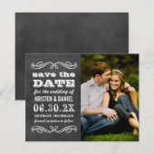 zwart krijtbord bruiloft foto save the date (Voorkant / Achterkant)