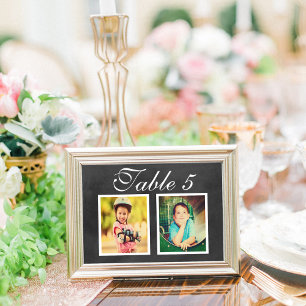 Zwart krijtbord bruiloft foto tafel nummer kaart