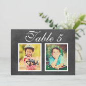 Zwart krijtbord bruiloft foto tafel nummer kaart (Staand voorkant)