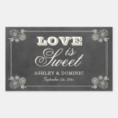  zwart krijtbord bruiloft liefde is zoet rechthoekige sticker (Voorkant)