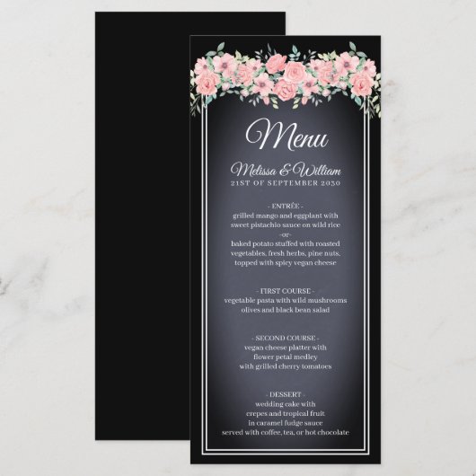 Zwart krijtbord bruiloft menu (Voorkant / Achterkant)