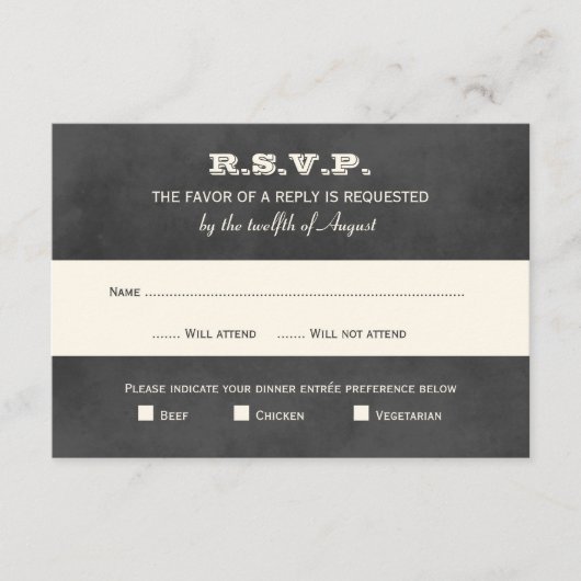  zwart krijtbord bruiloft RSVP kaartje (Voorkant)