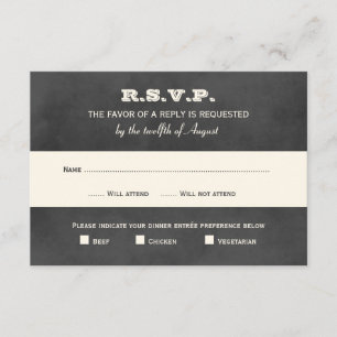 zwart krijtbord bruiloft RSVP kaartje