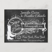 zwart krijtbord cowboy save the date aankondigingskaart (Voorkant)