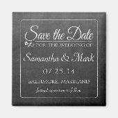 Zwart krijtbord Custom Save the Date Magneet (Voorkant)