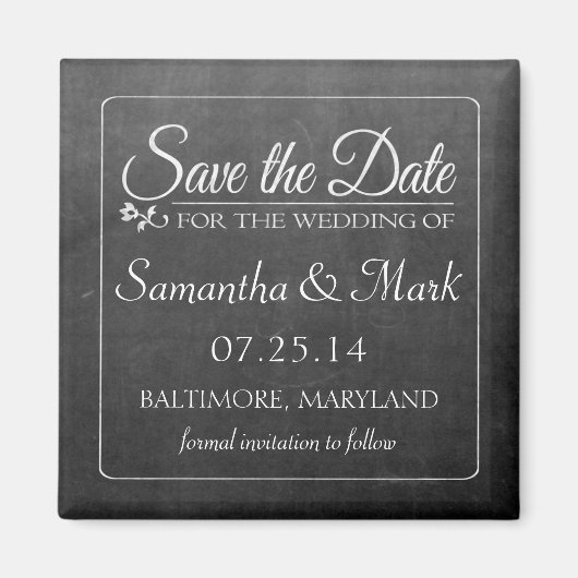 Zwart krijtbord Custom Save the Date Magneet (Voorkant)