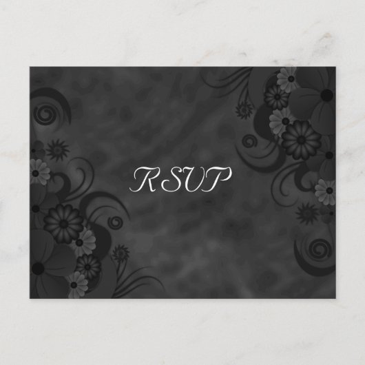 Zwart krijtbord Floral Gothic RSVP Reply Briefkaar Uitnodiging Briefkaart (Voorkant)