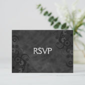 Zwart krijtbord Floral Gothic RSVP Response Kaart (Staand voorkant)