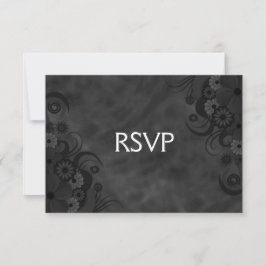 Zwart krijtbord Floral Gothic RSVP Response Kaart