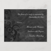 Zwart krijtbord Floral Gothic RSVP Response Kaart (Achterkant)