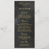 Zwart krijtbord & gouden kalligrafie bruiloft menu (Voorkant)