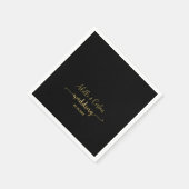 Zwart krijtbord & gouden kalligrafie bruiloft servet (Hoek)