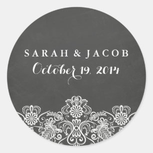 Zwart krijtbord & kant bruiloft Sticker