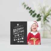 ZWART KRIJTBORD KERSTFOTO BRIEFKAART (Staand voorkant)