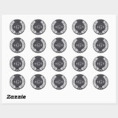 Zwart krijtbord Laurel Wreath Monogram Env Seal Ronde Sticker (Vel)