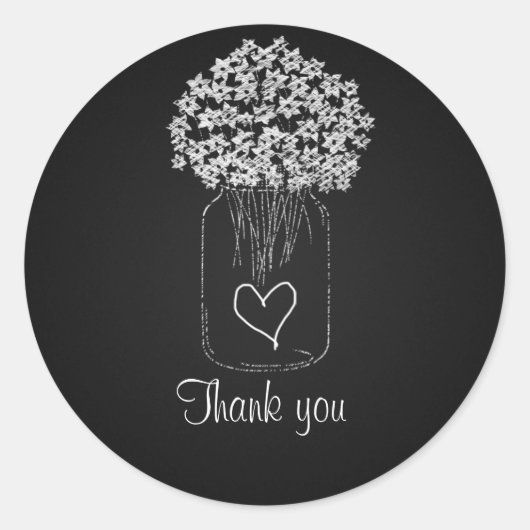  zwart krijtbord Mason Jar dank u Ronde Sticker (Voorkant)