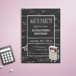 Zwart krijtbord Mathematische formules Kind Verjaa Kaart