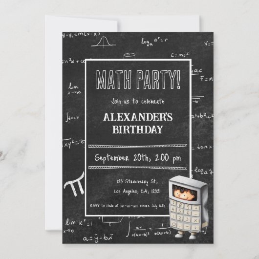 Zwart krijtbord Mathematische formules Kind Verjaa Kaart (Voorkant)