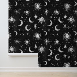  Zwart Krijtbord Night Sky Stars & Moons Behang