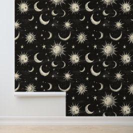  Zwart Krijtbord Night Sky Stars & Moons Behang