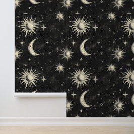  Zwart Krijtbord Night Sky Stars & Moons Behang