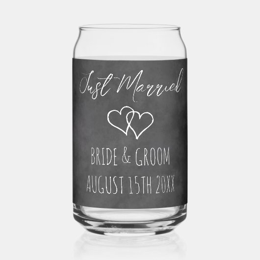 Zwart krijtbord print blikglas voor bruiloft blikvorm glas (Achterkant)