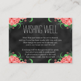 Zwart krijtbord Roze Bloemen Wishing Well Informatiekaartje