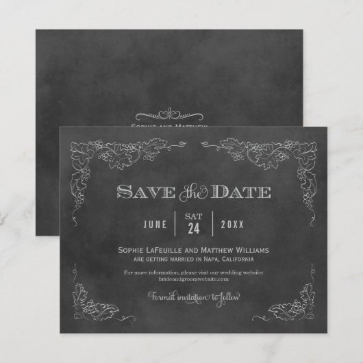 Zwart krijtbord rustieke bruiloft save the date (Voorkant / Achterkant)