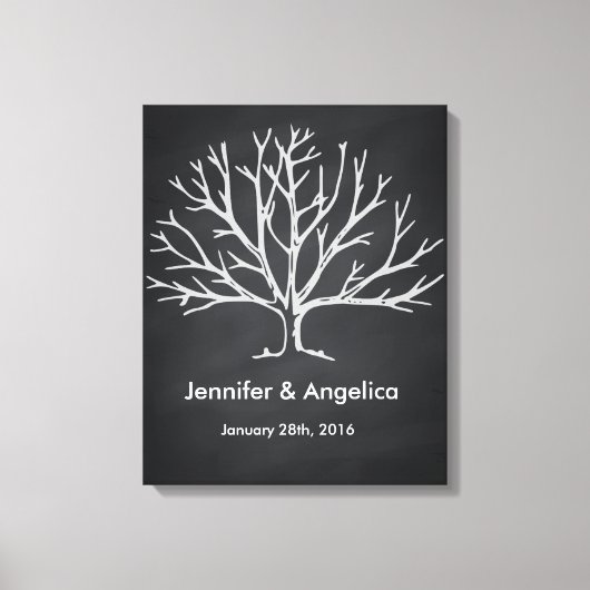 Zwart krijtbord rustieke bruiloft vingerafdruk boo canvas afdruk (Voorkant)