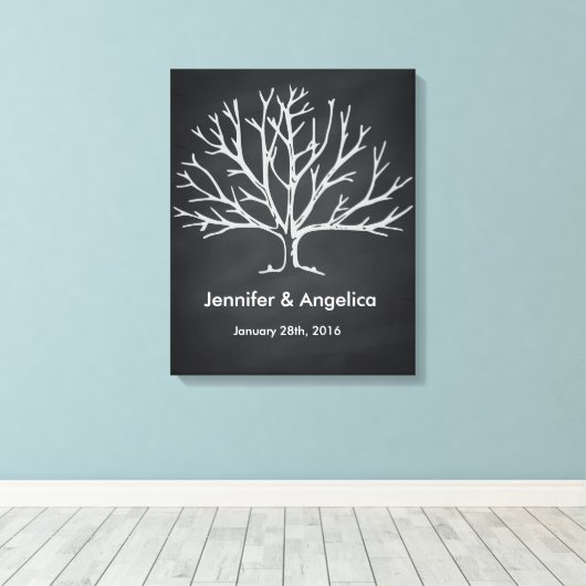 Zwart krijtbord rustieke bruiloft vingerafdruk boo canvas afdruk (Insitu (Houten vloer))