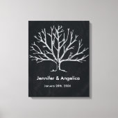 Zwart krijtbord rustieke bruiloft vingerafdruk boo canvas afdruk (Voorkant)