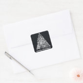 Zwart krijtbord Sparkly Christmas Sneeuwvlokboom Vierkante Sticker (Envelop)