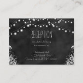 Zwart krijtbord String Lights Receptie Behuizing Informatiekaartje (Voorkant)