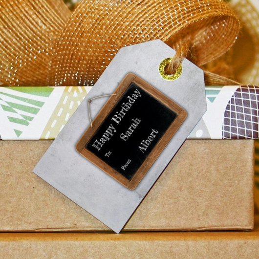 zwart krijtbord Unieke schoolverjaardag Cadeaulabel