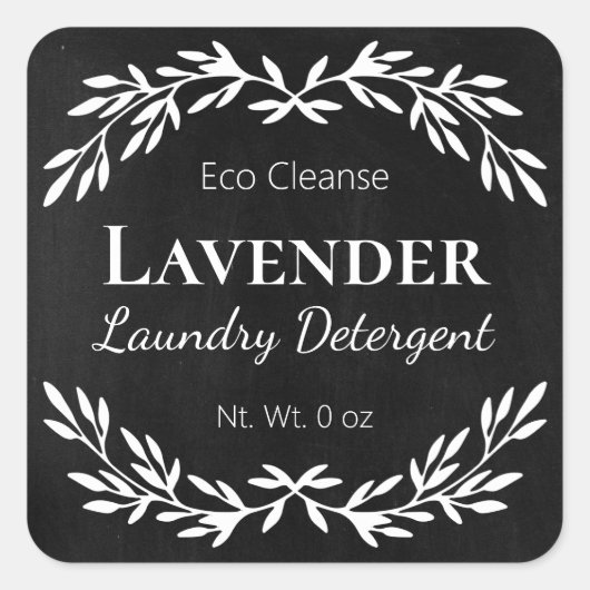 Zwart krijtbord Wasmiddel Labels (Voorkant)