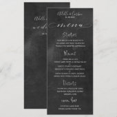 Zwart Krijtbord Zilver Fancy Cursief Kalligrafie Menu (Voorkant / Achterkant)