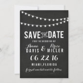 Zwart krijtbord Zomer String Light Save the Date (Voorkant)