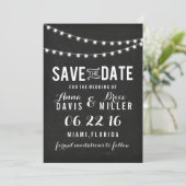 Zwart krijtbord Zomer String Light Save the Date (Staand voorkant)