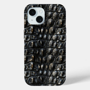 Zwart krokodilleder iPhone 15 case
