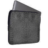 Zwart krokodilleder laptop sleeve (Voorkant Rechts)