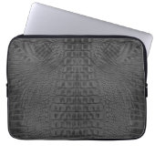 Zwart krokodilleder laptop sleeve (Voorkant)